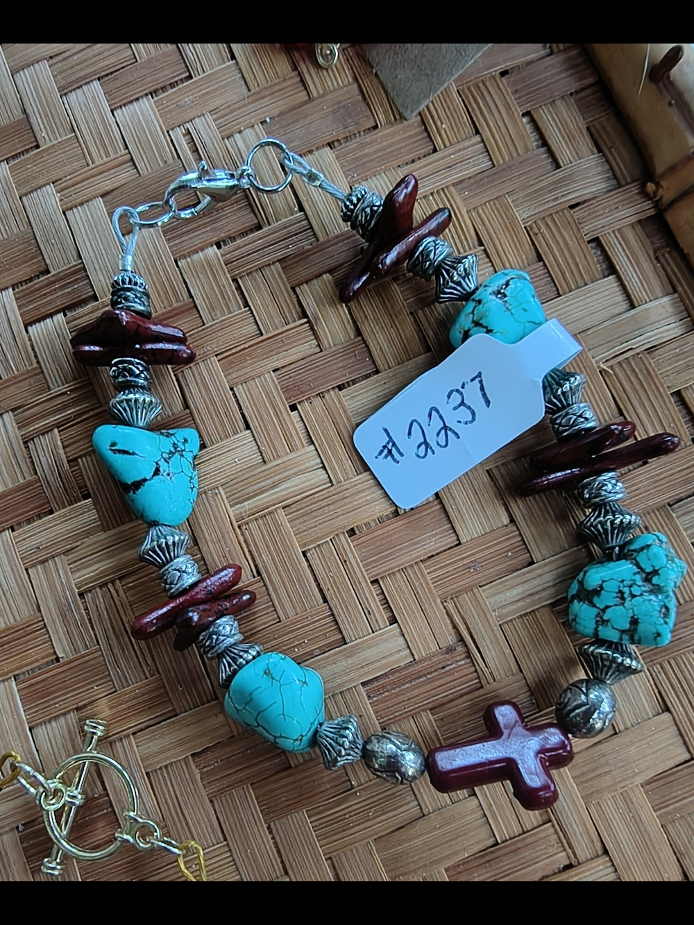 Turquoise & Coral Boho Dangle Earrings - Turquoise Coral - Picture 7 of 7